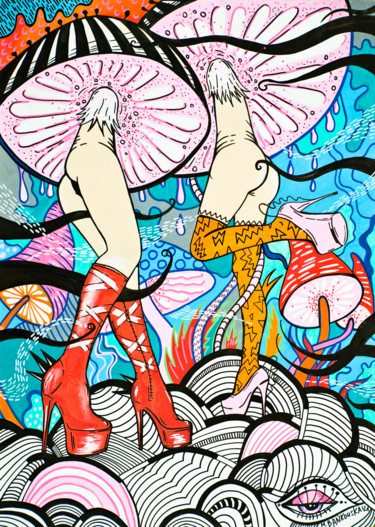 Painting titled "Acid Road" by Małgorzata Bańkowska, Original Artwork, Marker