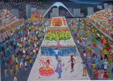 Schilderij getiteld "Carnaval No Rio Bra…" door Mali Santos, Origineel Kunstwerk, Olie