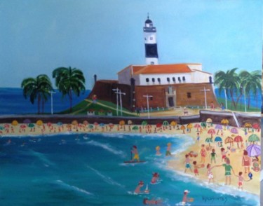 Pintura titulada "Farol da Barra- Bah…" por Mali Santos, Obra de arte original, Acrílico
