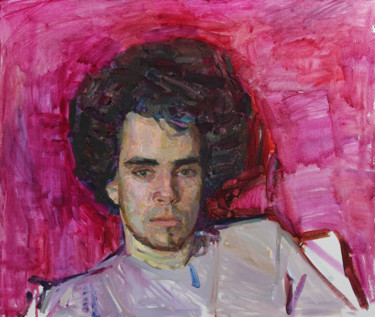 Schilderij getiteld "Портрет на розовом" door Polina Malidovskaia, Origineel Kunstwerk, Olie