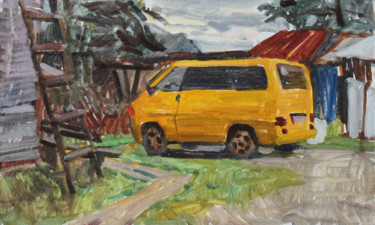 Malerei mit dem Titel "Желтая машина" von Polina Malidovskaia, Original-Kunstwerk, Öl