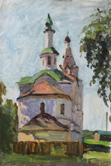 Картина под названием "Храм у берега" - Полина Малидовская, Подлинное произведение искусства, Масло