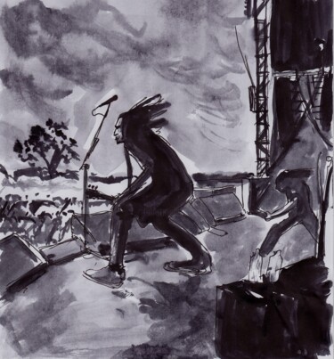 Dibujo titulada "Rock Live" por Malik Hansen, Obra de arte original, Tinta