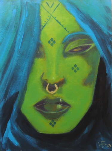 Malerei mit dem Titel "Amina, berber's Wit…" von Malik Hansen, Original-Kunstwerk, Acryl