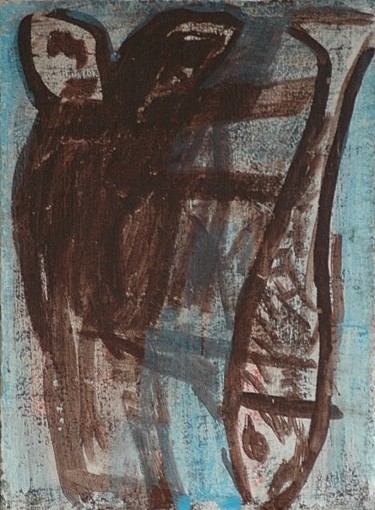 Peinture intitulée "Fish and bones" par Michel Maquaire, Œuvre d'art originale, Huile Monté sur Châssis en bois