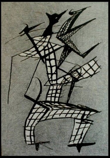 Disegno intitolato "Dad Tower" da Michel Maquaire, Opera d'arte originale, Inchiostro