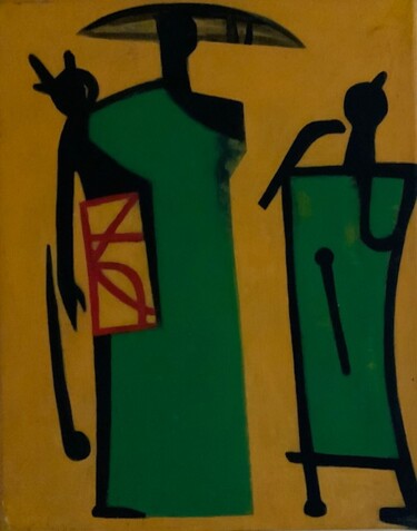 Картина под названием "Palabre" - Michel Maquaire, Подлинное произведение искусства, Масло