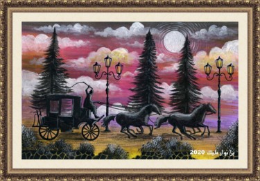 Painting titled "Speeding cart" by Malik Bennouar, Original Artwork, Acrylic