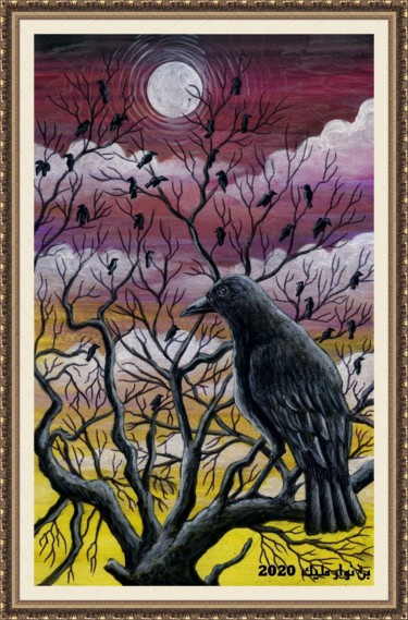 Painting titled "Crows Leader" by Malik Bennouar, Original Artwork, Acrylic