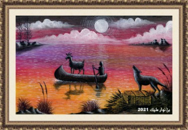 Painting titled "Goat and wolf" by Malik Bennouar, Original Artwork, Acrylic