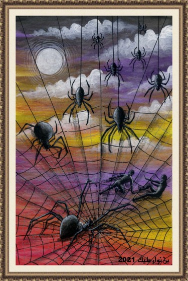 Painting titled "Spider trap" by Malik Bennouar, Original Artwork, Acrylic