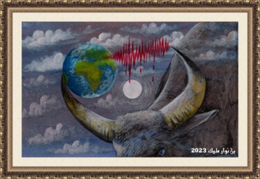 Malerei mit dem Titel "The earthquake myth" von Malik Bennouar, Original-Kunstwerk, Acryl