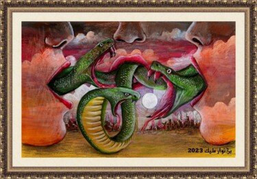 Peinture intitulée "Poisoned tongues" par Malik Bennouar, Œuvre d'art originale, Acrylique