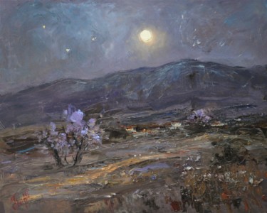 Картина под названием "Весенняя ночь" - Малила Писаренко, Подлинное произведение искусства, Масло