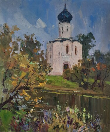 Картина под названием "Покрова на Нерли" - Малила Писаренко, Подлинное произведение искусства, Масло