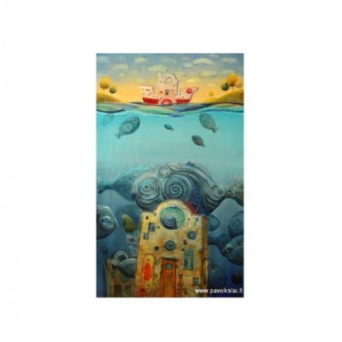 제목이 "Fish House"인 미술작품 Modestas Malinauskas로, 원작, 기름