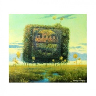 Painting titled "Television" by Modestas Malinauskas, Original Artwork, Oil