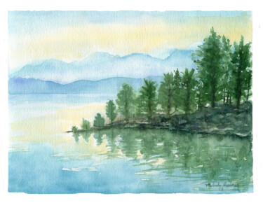 Malerei mit dem Titel "Chuckanut Bay" von Malinda Ann Raines, Original-Kunstwerk, Aquarell