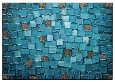 Картина под названием "Turquoise Stained G…" - Malinga Kumarasinghe, Подлинное произведение искусства, Акрил Установлен на Д…