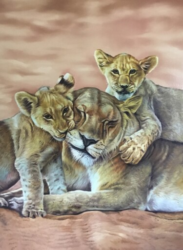 Painting titled "Motherly Love" by Malinga Kumarasinghe, Original Artwork, Acrylic Mounted on Wood Stretcher frame