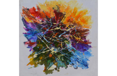 Картина под названием "A Bouquet of Color" - Malinga Kumarasinghe, Подлинное произведение искусства, Акрил Установлен на Дер…