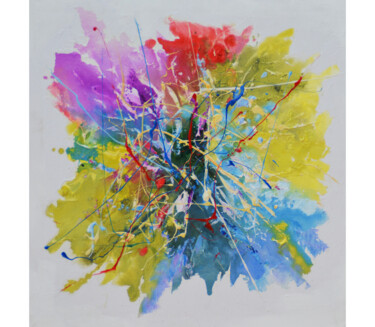 Картина под названием "Color Spill" - Malinga Kumarasinghe, Подлинное произведение искусства, Акрил Установлен на Деревянная…