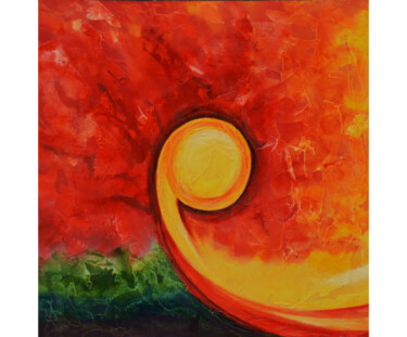 Painting titled "Spiral Fire" by Malinga Kumarasinghe, Original Artwork, Acrylic Mounted on Wood Stretcher frame