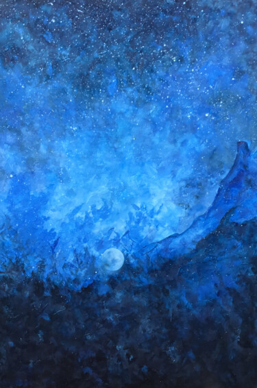 Картина под названием "Night Divine" - Malinga Kumarasinghe, Подлинное произведение искусства, Акрил Установлен на Деревянна…