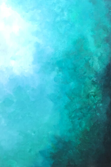Peinture intitulée "Turquoise in the Air" par Malinga Kumarasinghe, Œuvre d'art originale, Acrylique Monté sur Châssis en bo…