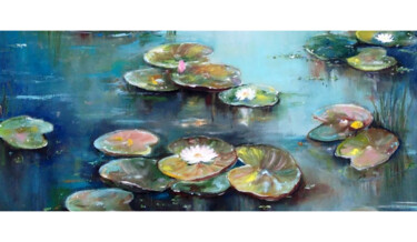 Картина под названием "Lotus Blossoms" - Malinga Kumarasinghe, Подлинное произведение искусства, Акрил Установлен на Деревян…