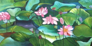 Malerei mit dem Titel "Pink Virtues" von Malinga Kumarasinghe, Original-Kunstwerk, Acryl Auf Keilrahmen aus Holz montiert
