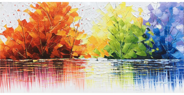 Painting titled "Rainbow Splashes" by Malinga Kumarasinghe, Original Artwork, Acrylic Mounted on Wood Stretcher frame