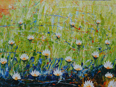 Painting titled "Army of Water Lilies" by Malinga Kumarasinghe, Original Artwork, Acrylic Mounted on Wood Stretcher frame