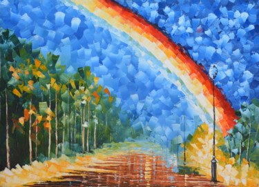 Painting titled "Pathway to Heaven" by Malinga Kumarasinghe, Original Artwork, Acrylic Mounted on Wood Stretcher frame