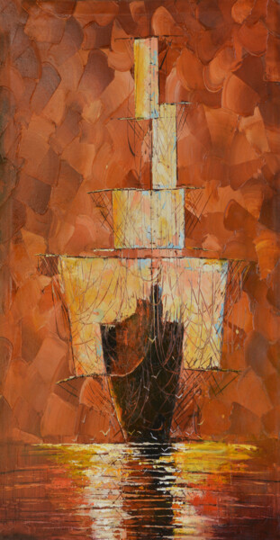 Painting titled "Sailing Thousand Se…" by Malinga Kumarasinghe, Original Artwork, Acrylic Mounted on Wood Stretcher frame