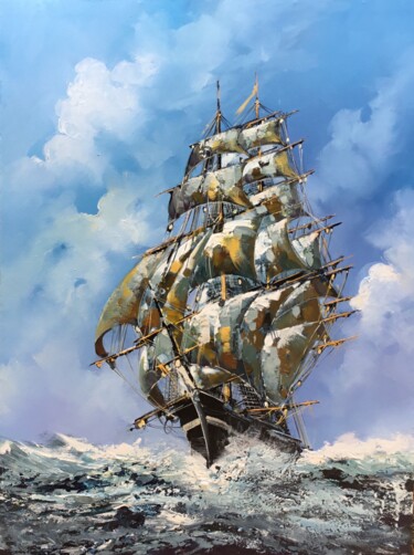Картина под названием "Sailing into the Su…" - Malinga Kumarasinghe, Подлинное произведение искусства, Акрил Установлен на Д…