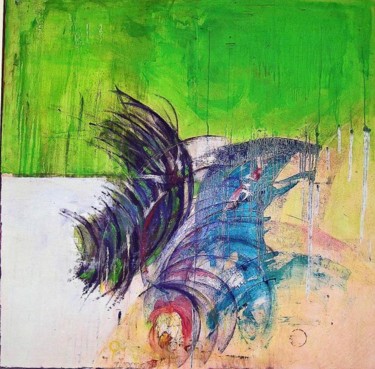 Malarstwo zatytułowany „Femme oiseau” autorstwa Malinka, Oryginalna praca, Akryl Zamontowany na Drewniana rama noszy