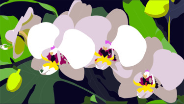 Digital Arts titled "White orchids" by Sofia Malinkina, Original Artwork, 2D Digital Work