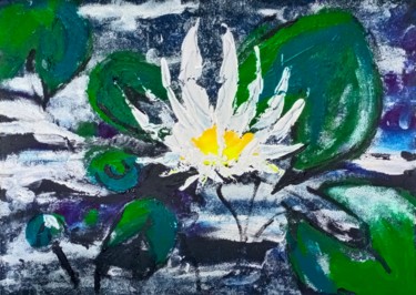 Painting titled "White Lily of Black…" by Sofia Malinkina, Original Artwork, Acrylic