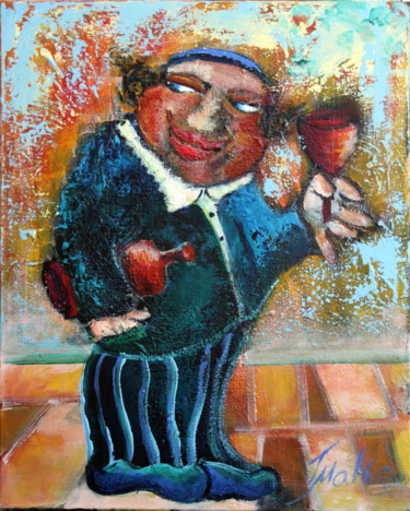 Schilderij getiteld "shabat shalom" door Malka Tsentsiper, Origineel Kunstwerk, Acryl