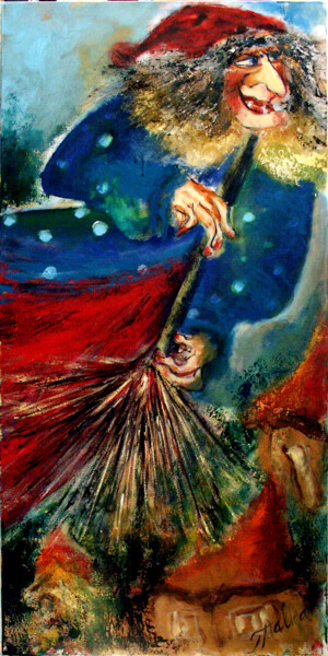 Картина под названием "the witch" - Malka Tsentsiper, Подлинное произведение искусства, Акрил Установлен на Деревянная рама…