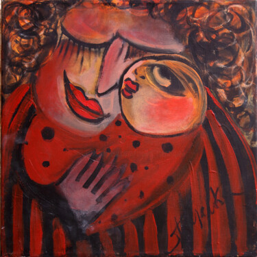 Картина под названием "Motherhood in Black…" - Malka Tsentsiper, Подлинное произведение искусства, Акрил