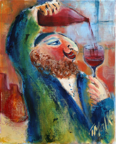 Painting titled "a-glass-of-wine" by Malka Tsentsiper, Original Artwork, Acrylic