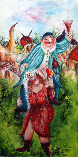 Painting titled "lechaim" by Malka Tsentsiper, Original Artwork, Acrylic