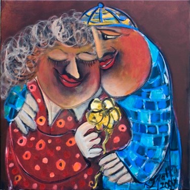 Картина под названием "shabbat-evening" - Malka Tsentsiper, Подлинное произведение искусства, Масло