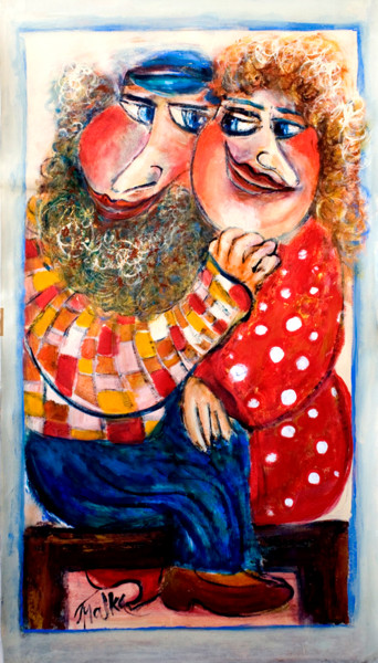 Painting titled "lovely-talk" by Malka Tsentsiper, Original Artwork, Acrylic
