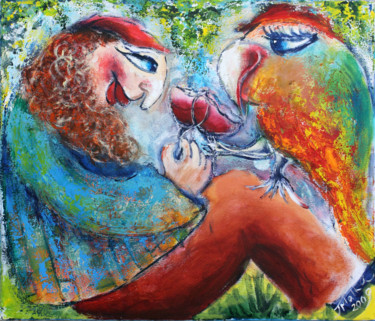 Картина под названием "small-talk-with-par…" - Malka Tsentsiper, Подлинное произведение искусства, Акрил