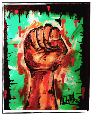 Painting titled "clenched fist 4 sur…" by Malkiese Paythress (knab), Original Artwork