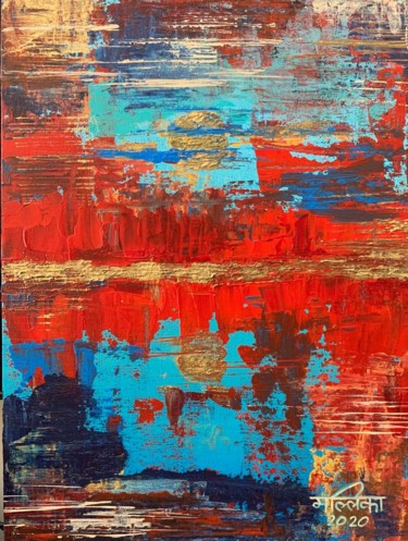 Peinture intitulée "sunset - Abstract" par Mallika Seth, Œuvre d'art originale, Acrylique