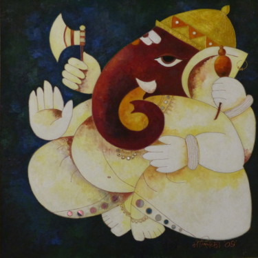 Painting titled "Vinayak" by Mallika Seth, Original Artwork, Acrylic